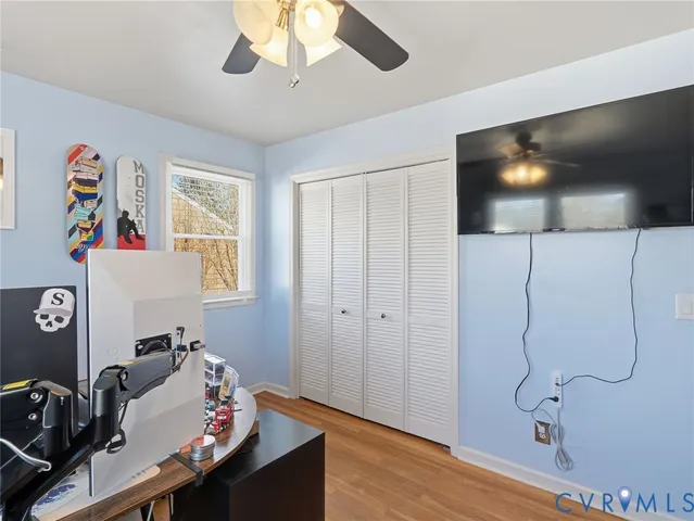 a room with a workspace