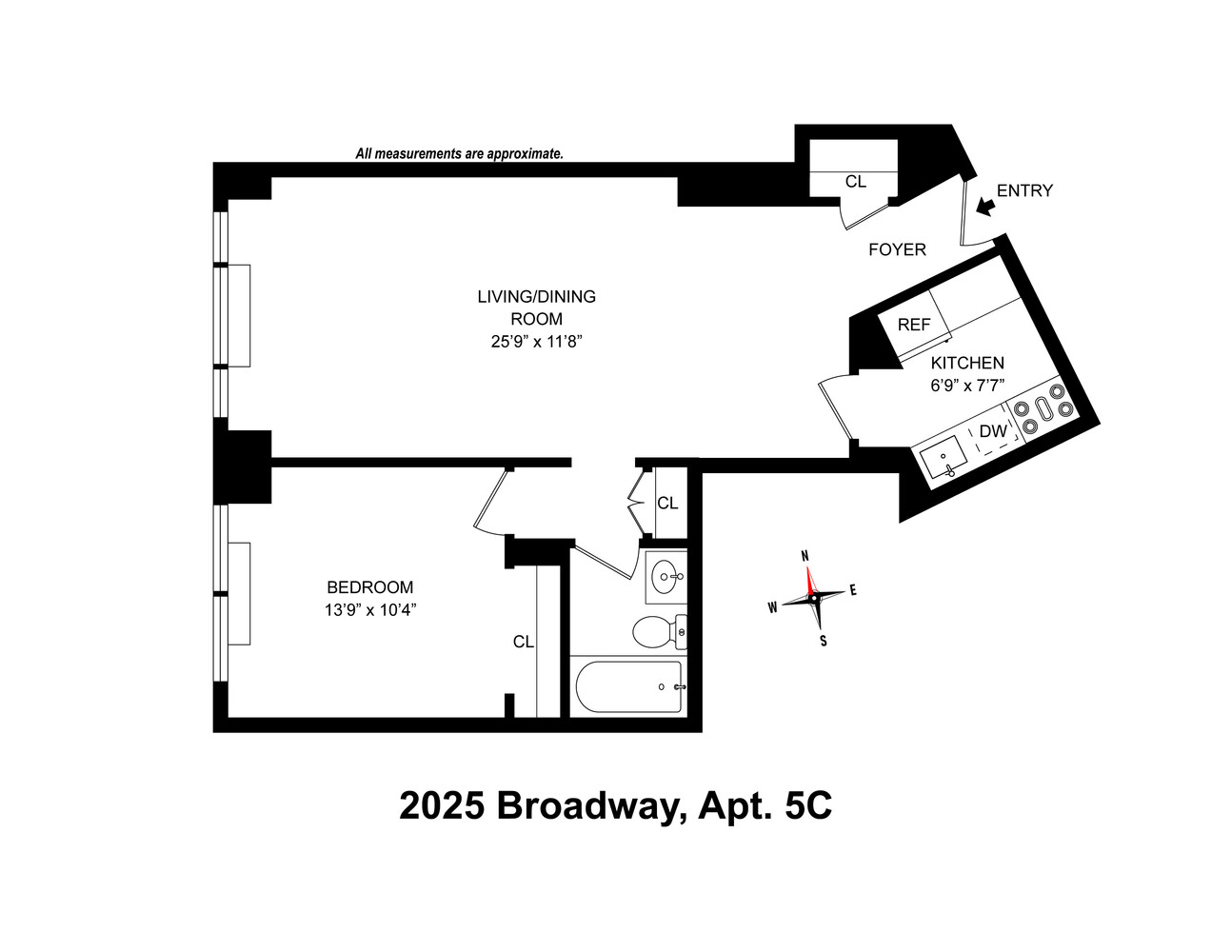 2025 Broadway, Unit 5C Manhattan, NY 10023 - Photo 10 of 10 a picture of a wall with a white wall and a white wall