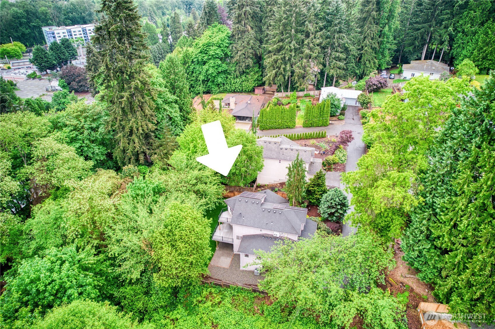9430 Northeast 181st Lane Bothell, WA 98011 - Photo 23 of 25 an aerial view of a house with a yard and garden