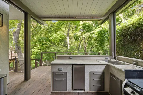 a view of backyard with green space