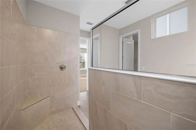 a view of small space with racks on the wall