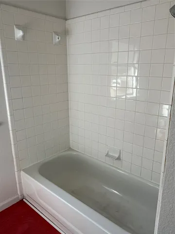 a bathroom with a bathtub