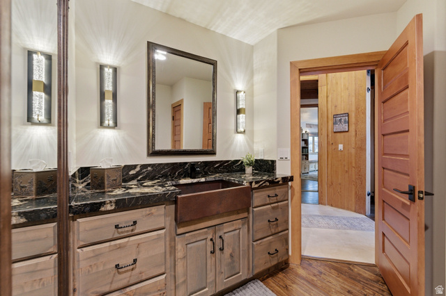 2687 Stewart Road Sundance, UT 84604 - Photo 41 of 48 Bathroom featuring vanity and light wood-type flooring