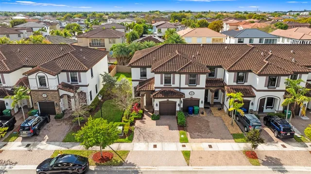 an aerial view of multiple houses