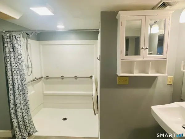 a bathroom with a shower