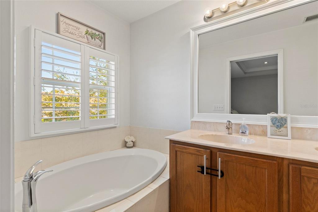 1461 Ridge Terrace Tarpon Springs, FL 34689 - Photo 18 of 25 a bathroom with a tub sink and mirror