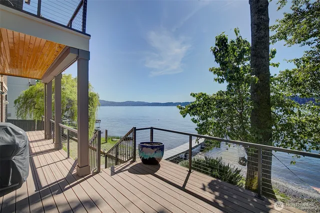 a view of balcony with furniture