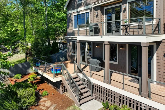 a view of a chairs and table in a patio