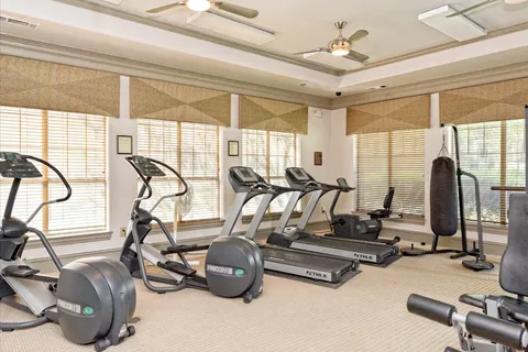 a view of a room with gym equipment