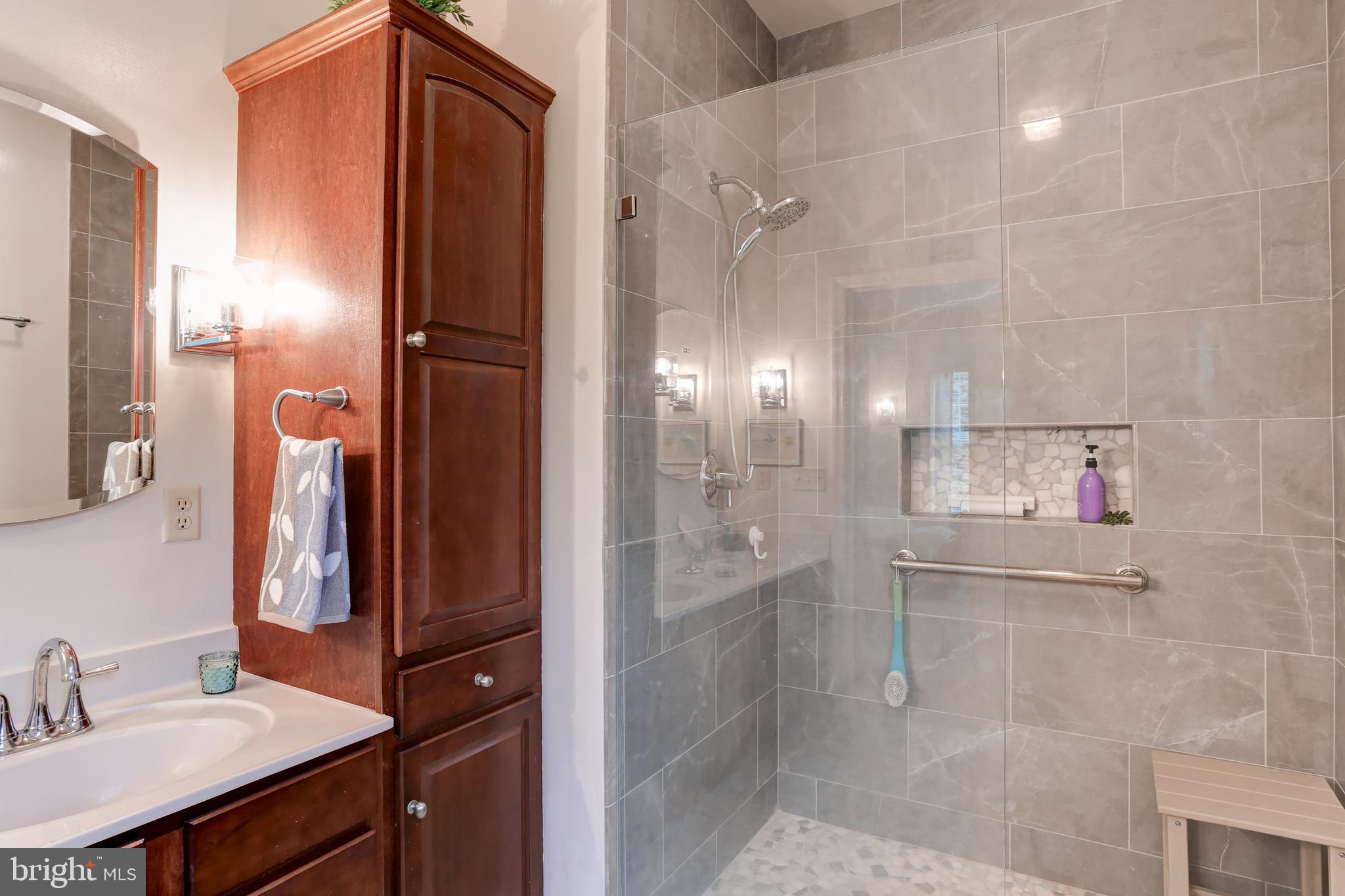 10 Elser Hill Road Lititz, PA 17543 - Photo 28 of 63 a bathroom with a shower sink and mirror