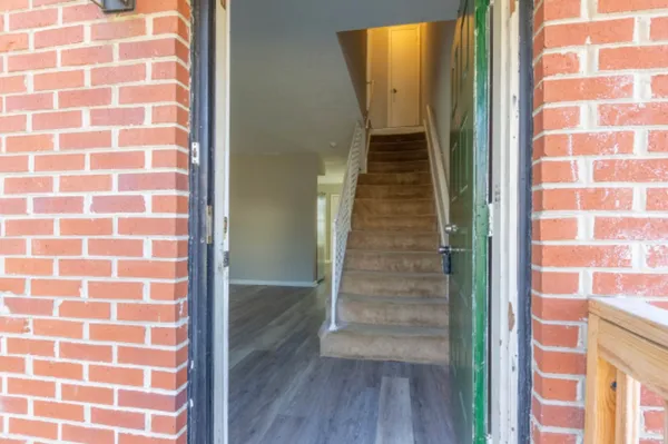 a view of a bathroom with a door