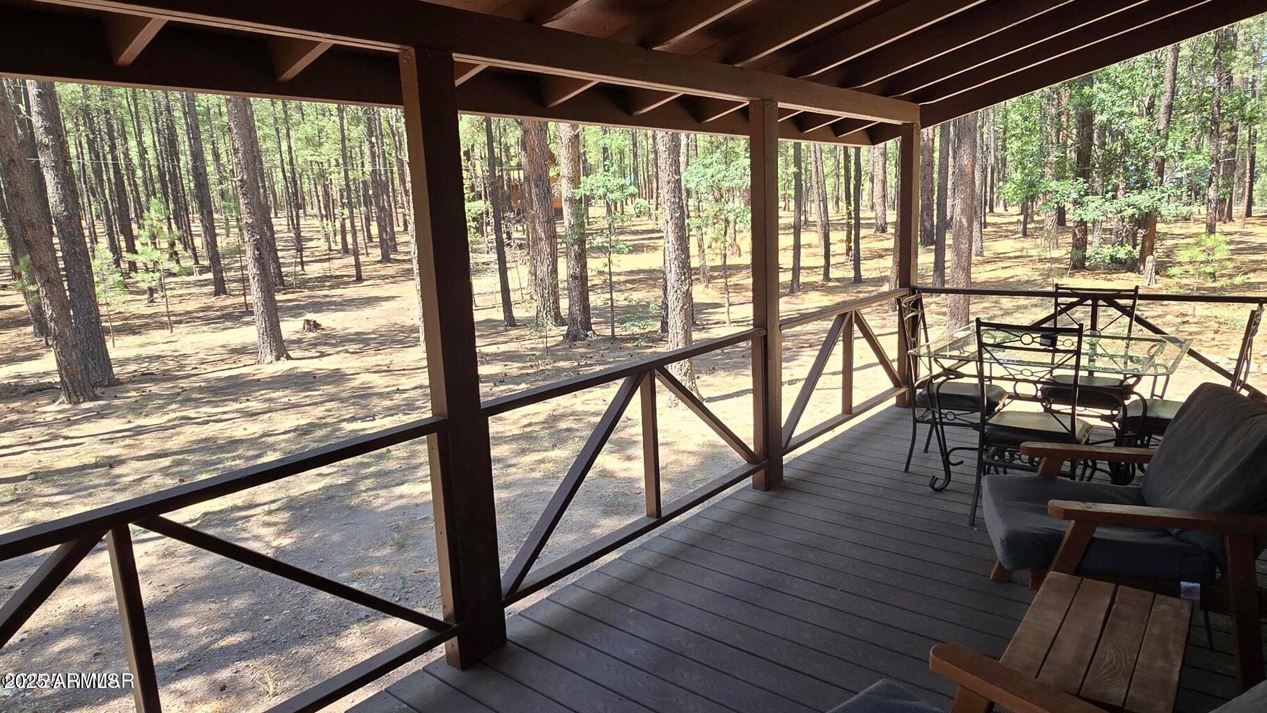 4 County Road 2089 Alpine, AZ 85920 - Photo 10 of 48 a view of a porch with furniture and wooden floor