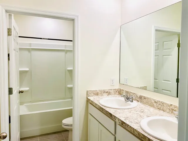 a bathroom with a sink a toilet and a bathtub