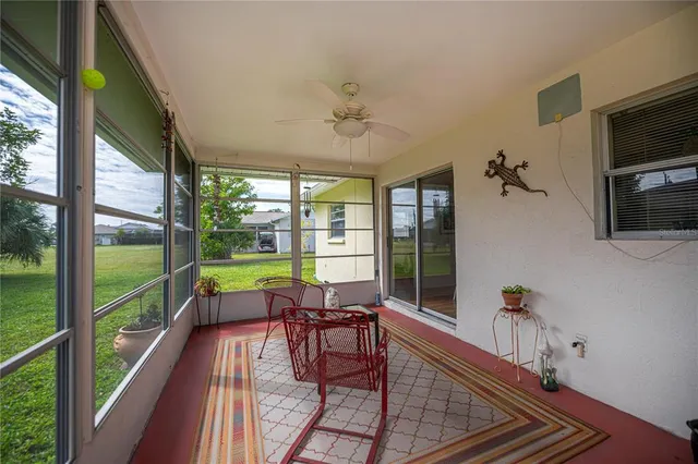 a view of a chair in the garden