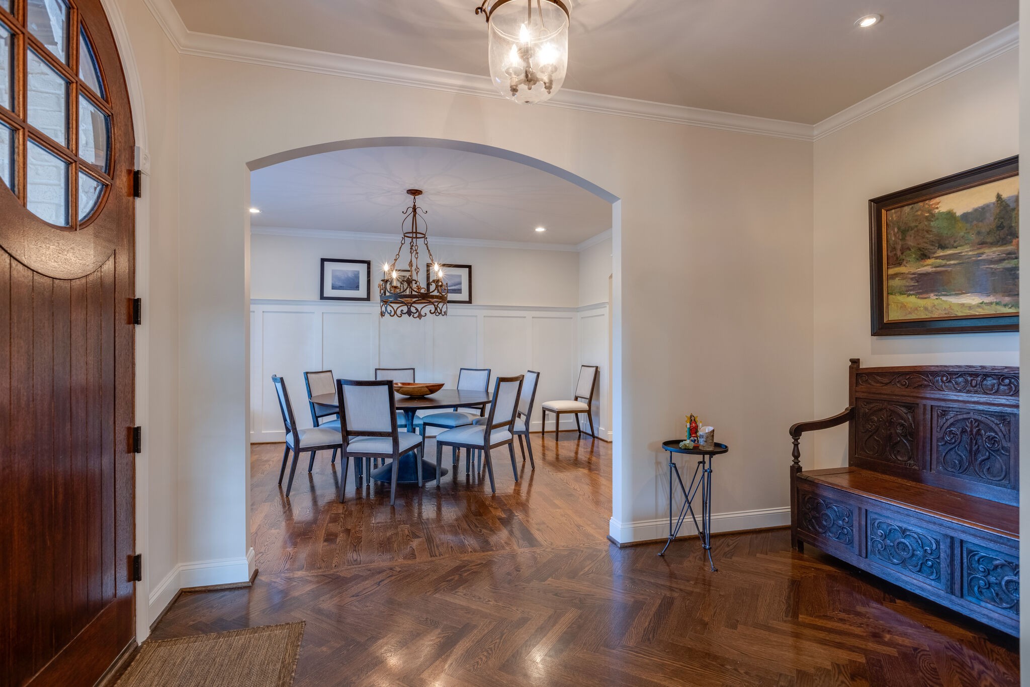 3151 McMillan Road Franklin, TN 37064 - Photo 14 of 46 a view of a dining room with furniture chandelier and wooden floor