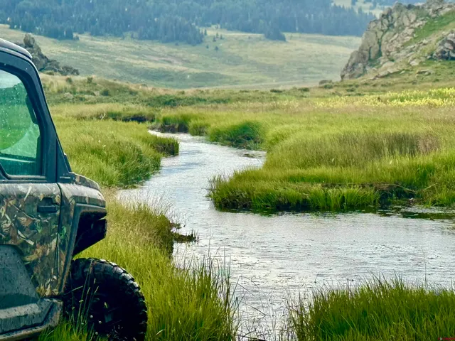 a view of a lake with a yard