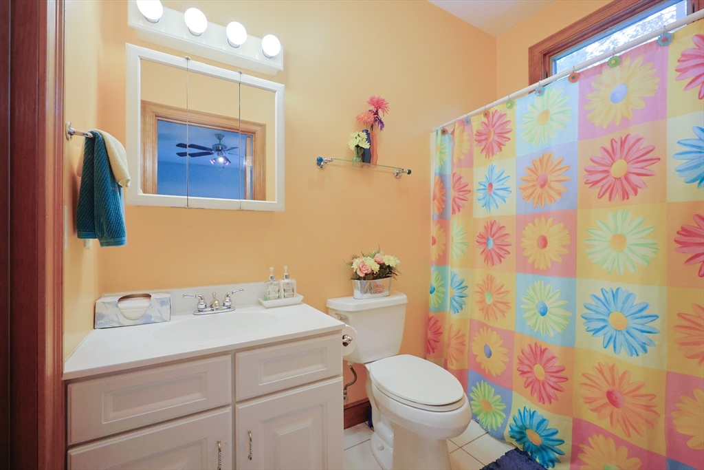 70 Azalea Way Hanson, MA 02341 - Photo 34 of 42 a bathroom with a sink a toilet and shower curtain