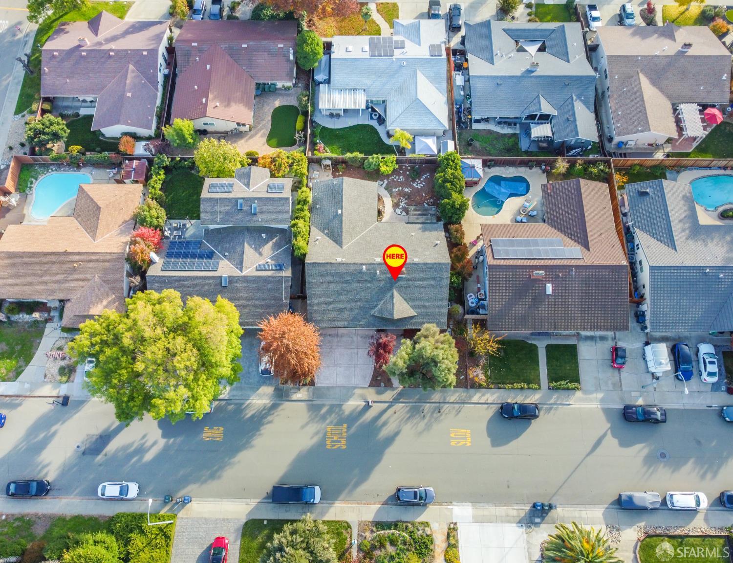 1467 Hudson Way Livermore, CA 94550 - Photo 40 of 48 an aerial view of a house with a swimming pool