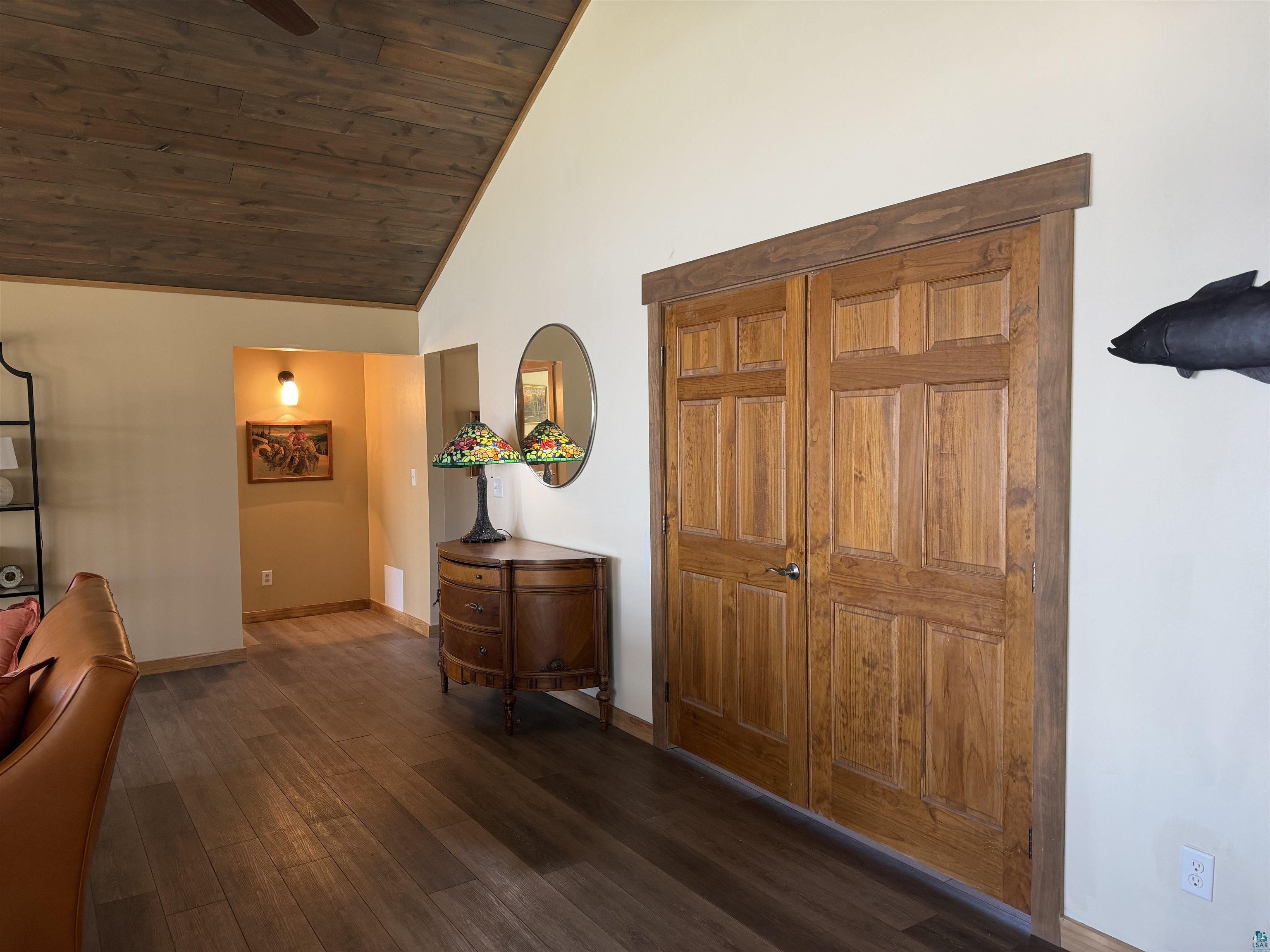 5274 Marble Lake Road Two Harbors, MN 55616 - Photo 28 of 79 Vaulted wood-paneled ceiling with an integrated ceiling fan
