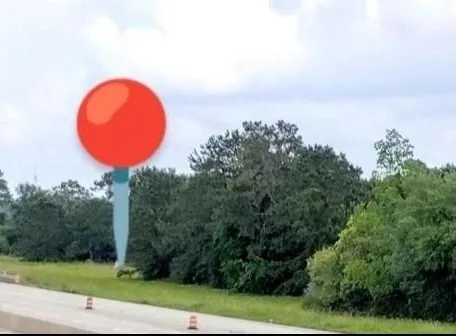 an aerial view of a house with garden space and trees in the background