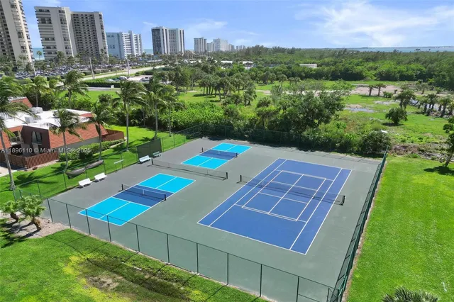 a view of a city from a yard