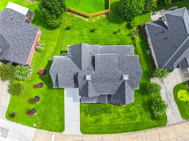 an aerial view of a house