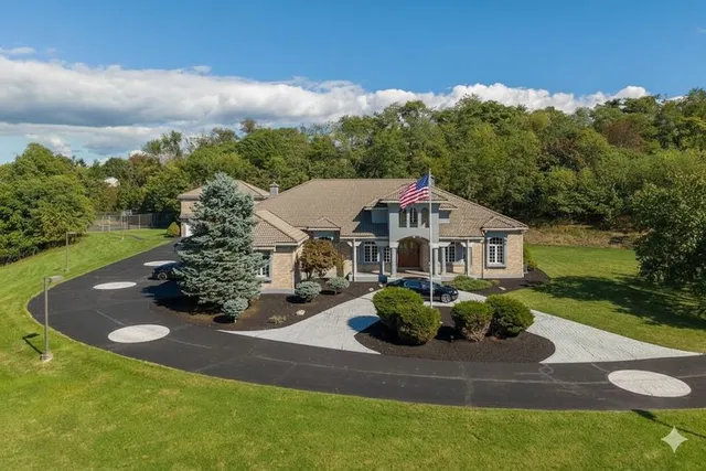 an aerial view of a house