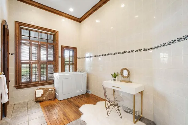 a living room with a couch and a table