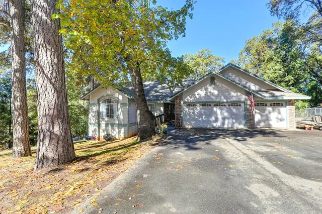 a view of a house with a large tree