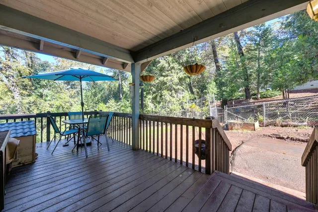 a view of a house in a forest