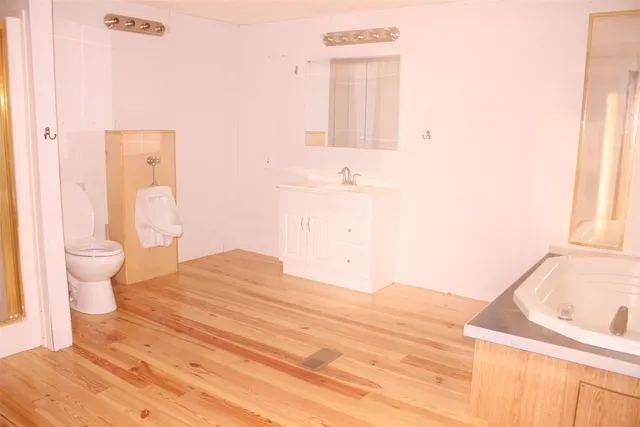 a bedroom with a bed and a sink