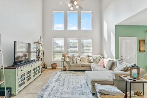 a living room with furniture or couch and a flat screen tv
