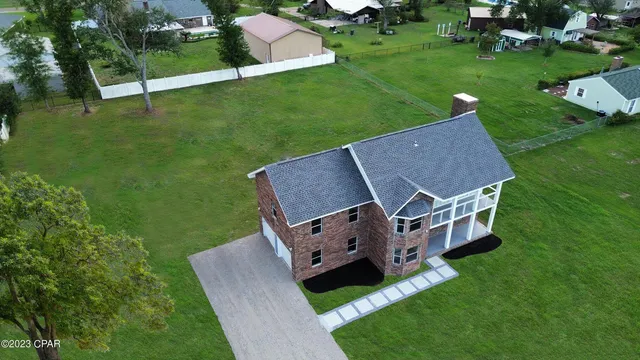 an aerial view of a house