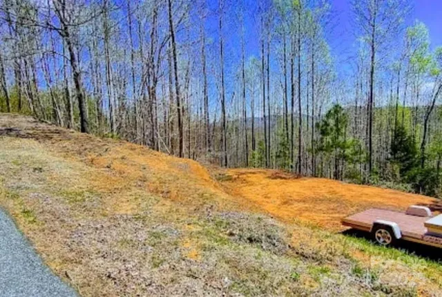 a view of a backyard of the house