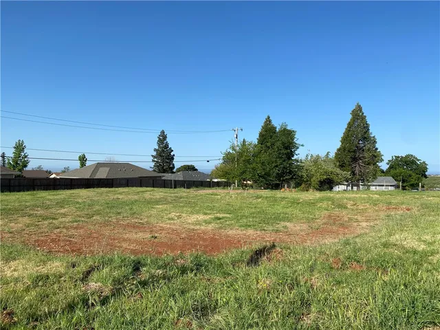 a view of a field of grass and trees