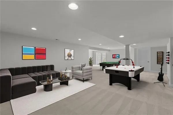 a living room with furniture and a flat screen tv