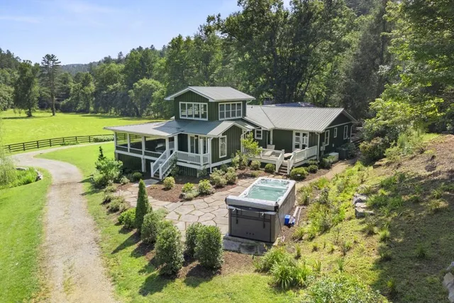 a view of a field with a mountain