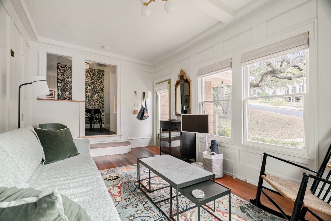 904 Avondale Road Austin, TX 78704 - Photo 6 of 16 a living room with furniture a fireplace and a window