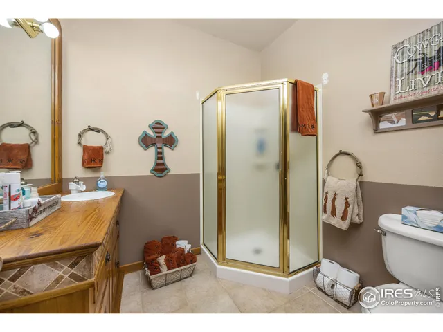 a bathroom with a sink mirror and a shower