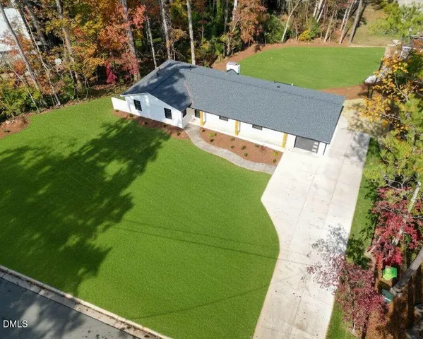 an aerial view of a house