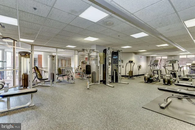 a view of a room with gym equipment