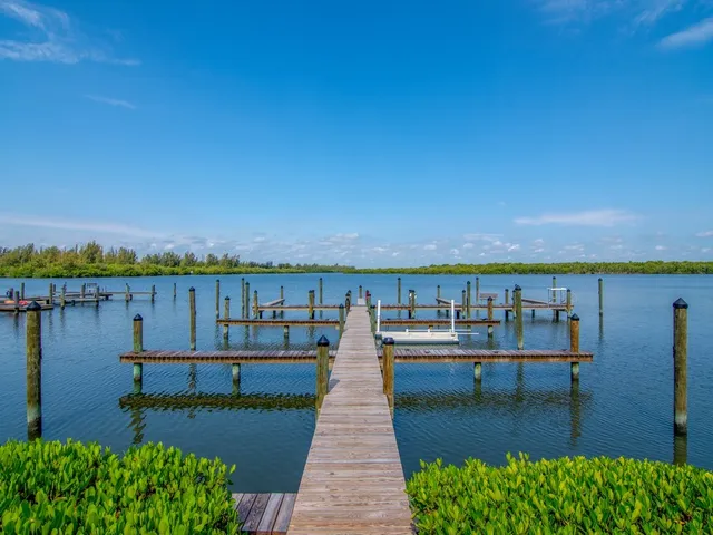 a view of a lake with a city