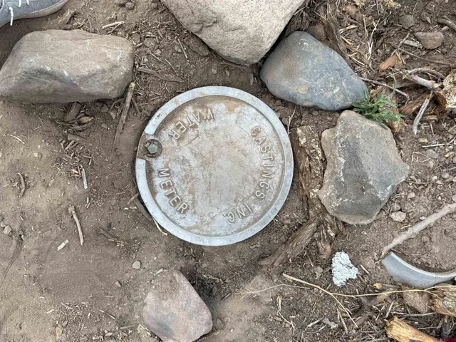 an aerial view of a backyard of a house