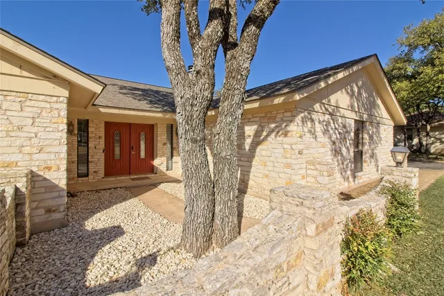 a view of a road with a yard