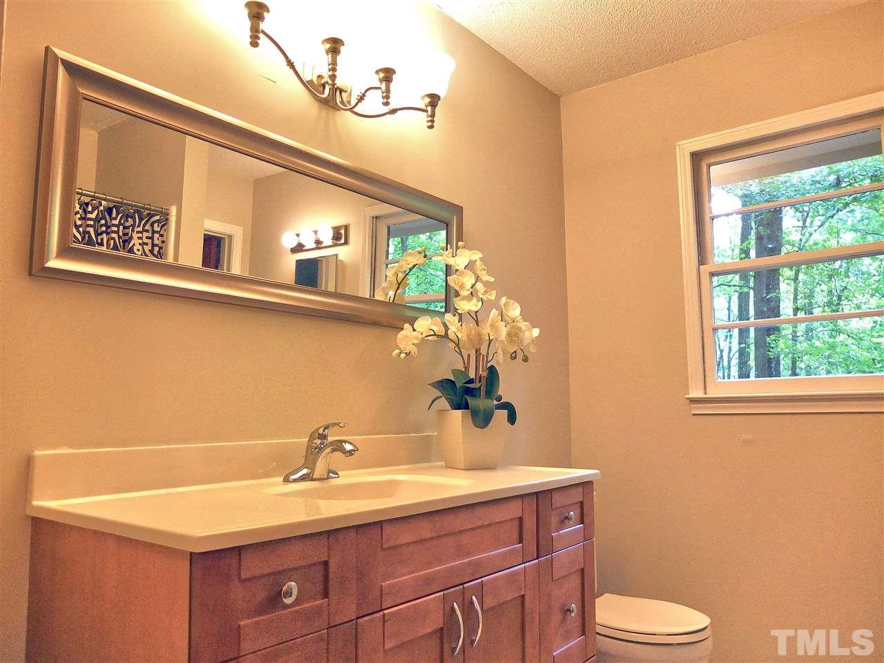 6808 Laurdane Road Raleigh, NC 27613 - Photo 8 of 25 a bathroom with a sink a mirror and a toilet