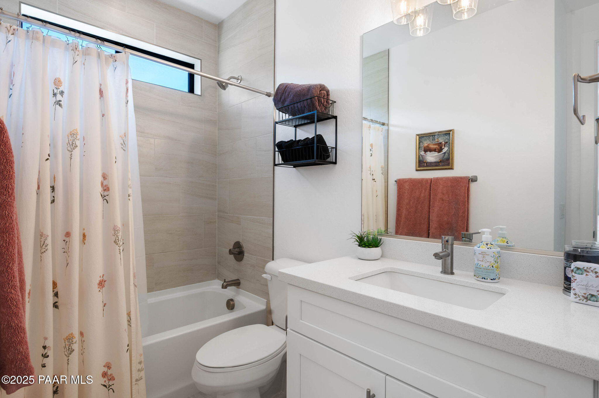 5902 Finch Place Prescott Valley, AZ 86314 - Photo 27 of 116 a bathroom with a granite countertop sink a toilet and shower