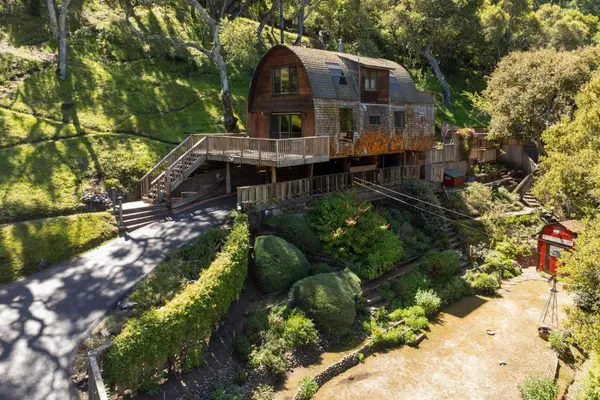 a top of a house with a yard