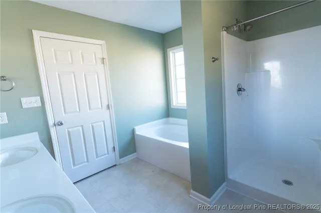 a bathroom with a bathtub