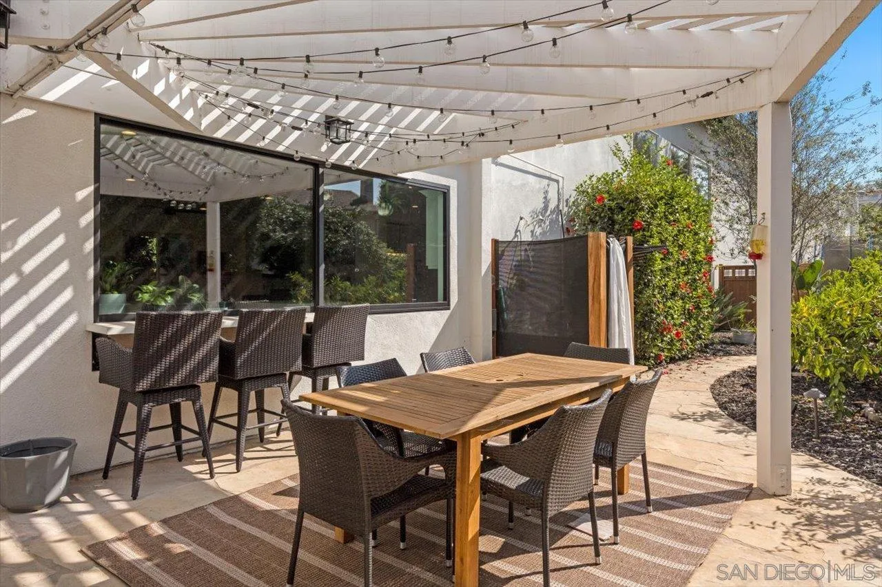 219 Jacob Lane Encinitas, CA 92024 - Photo 38 of 46 a view of an outdoor dining space with a table and chairs