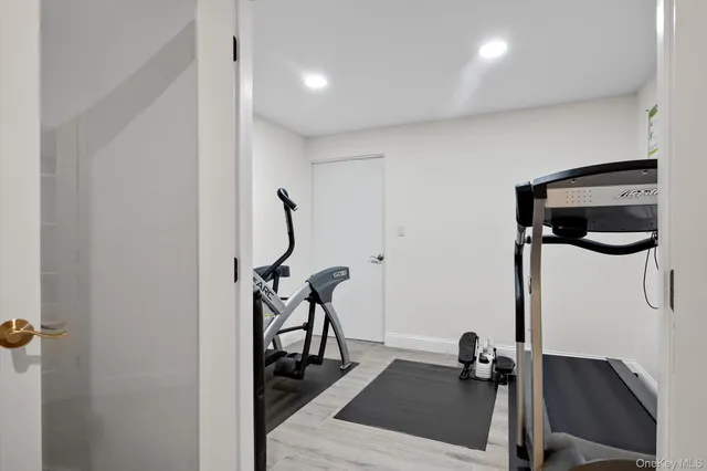 a view of a room with gym equipment